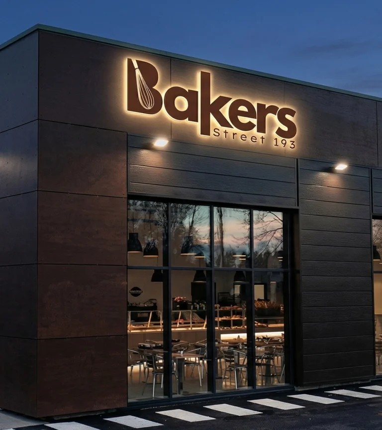 Enseigne de la boulangerie Bakery Street réalisée par Agence Groove