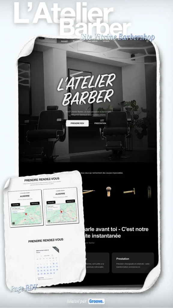 L’Atelier Barber : site vitrine au design sombre et élégant