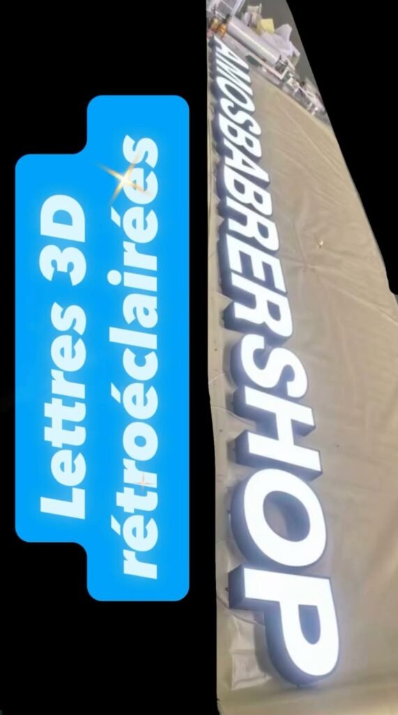 Grandes lettres volumétriques blanches rétroéclairées